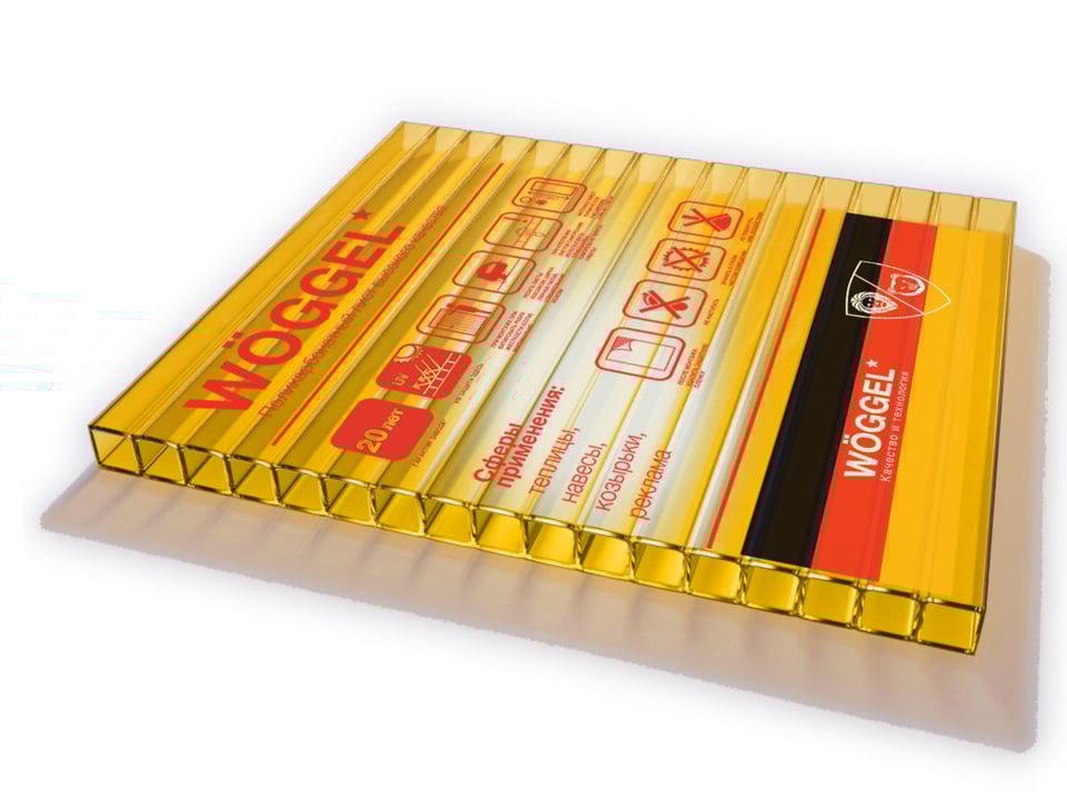 ფიჭური პოლიკარბონატი "WÖGGEL" ყვითელი 6მმ