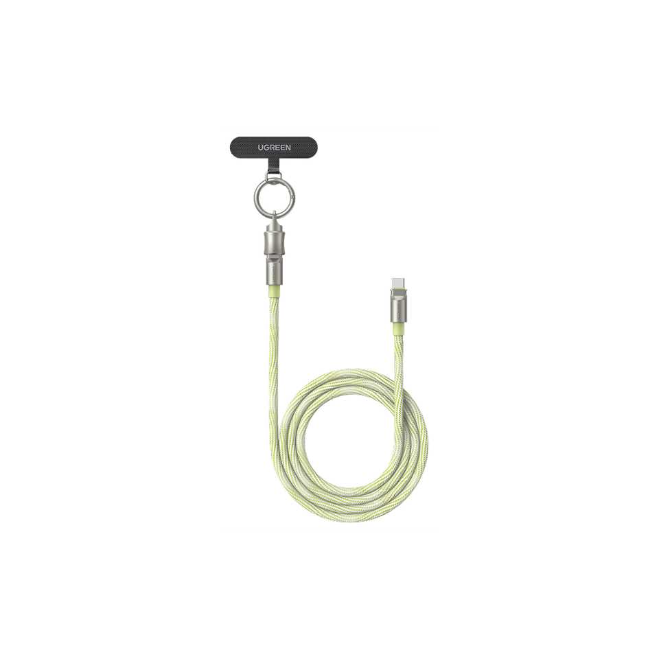 USB კაბელი UGREEN L508 (35500), 60W, Type-C To Type-C PD Fast Charging Lanyard Cable, 1.2m, Green