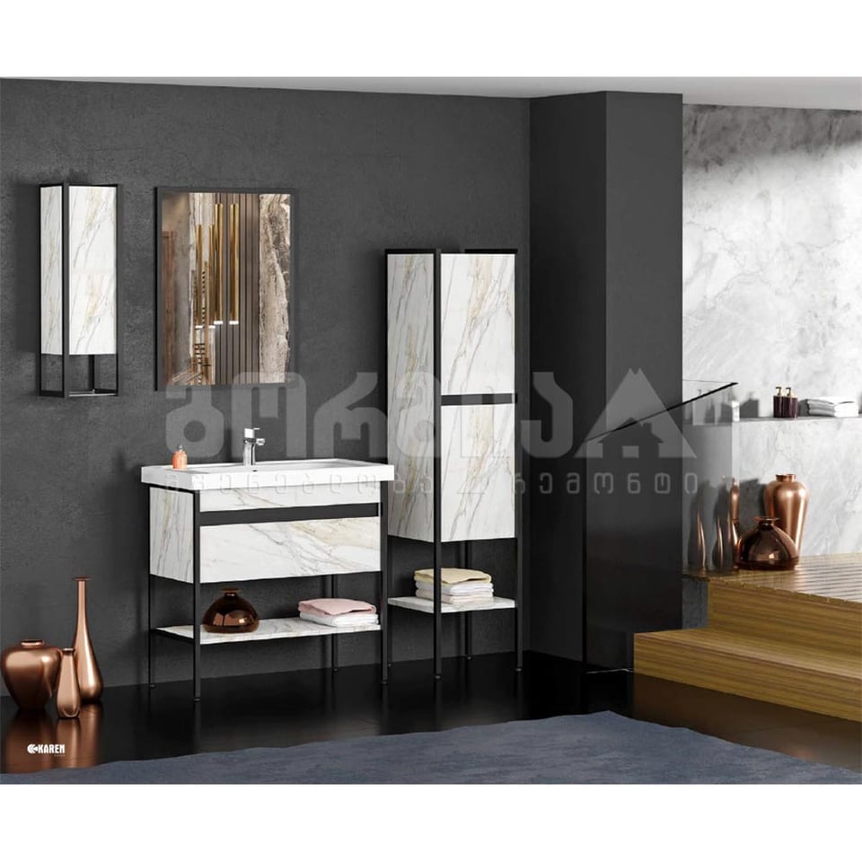 აბაზანის ავეჯის კომპლექტი Hazar 80სმ + გვერდითა კარადა