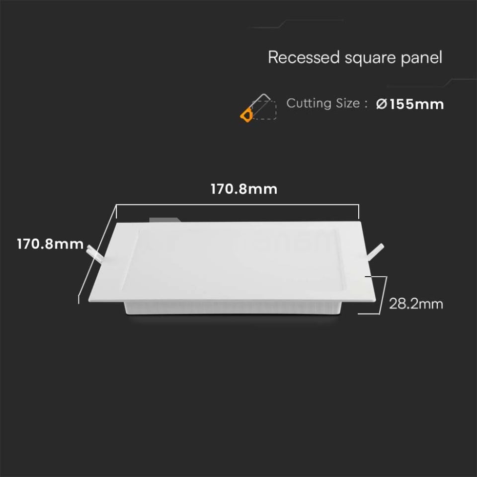 პანელი V-TAC LED 12W 4000K ოთკუთხედი 10484