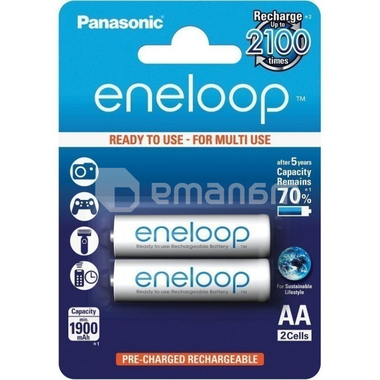 ნიკელ-ლითონის ჰიდრიდის აკუმულატორი Panasonic eneloop Pro AA 1900mAh 2ც.