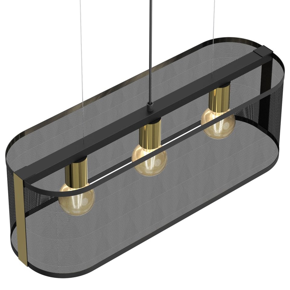 ჭაღი Luminex 4151 Kaga 3 E27 15W შავი ოქროსფერი