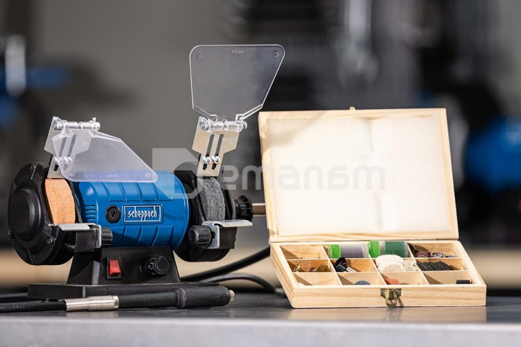 სალესი აქსესუარებით Scheppach HG35 120W