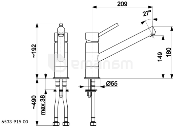 ხელსაბნის ონკანი KFA Andra inox