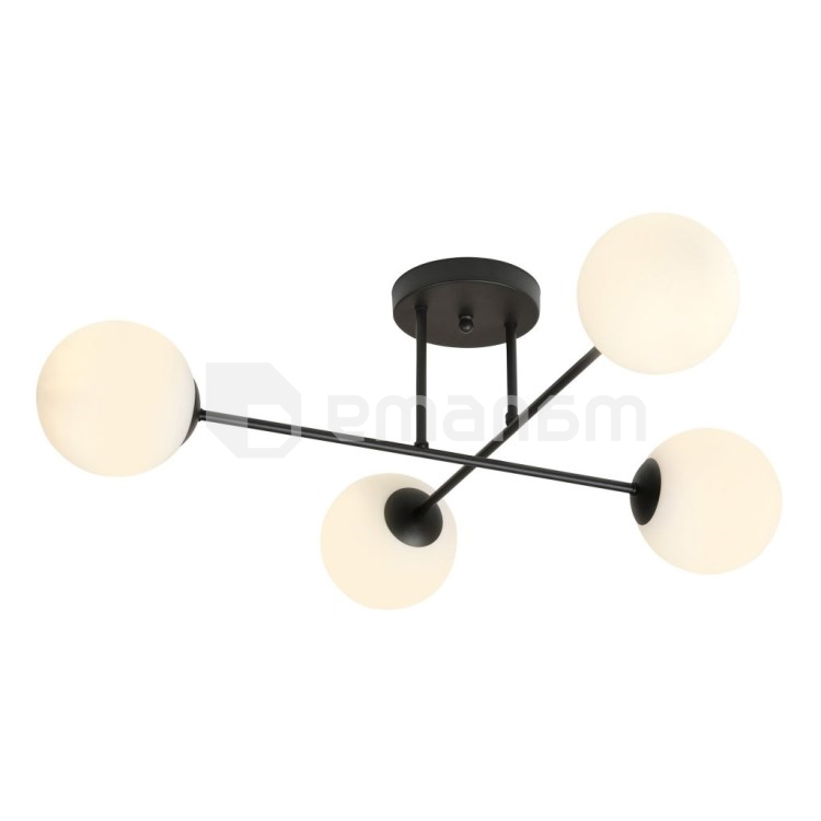 ჭაღი EMIBIG ROMA 4 ლითონი შავი შუშა opal 1232/4