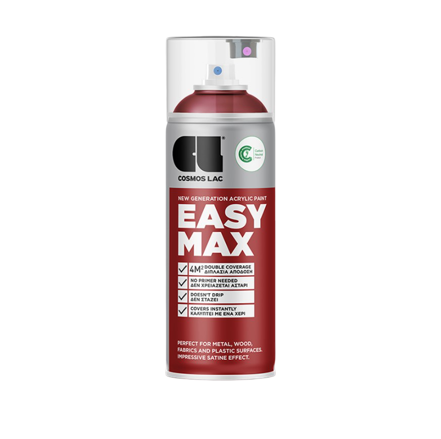ლაკ-სპრეი საღებავი Cosmos Lac EASY MAX RAL 3002 მუქი წითელი 400 მლ