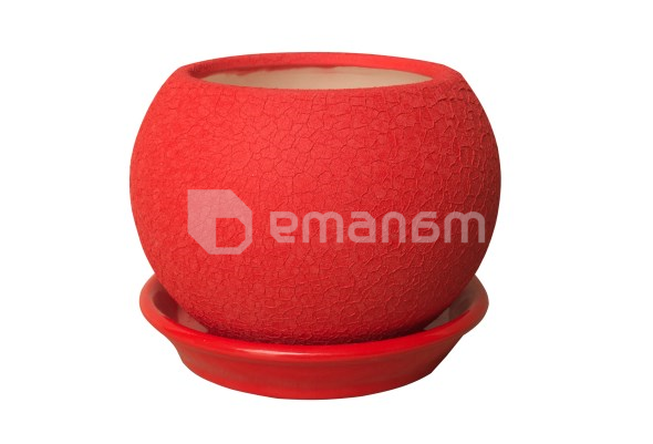 კერამიკული ქოთანი-სფერო წითელი აბრეშუმი 4,1ლ