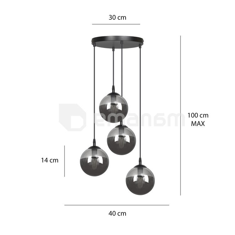 საკიდი EMIBIG Cosmo Premium 4 E14 4x MAX 40W შავი გრაფიტი