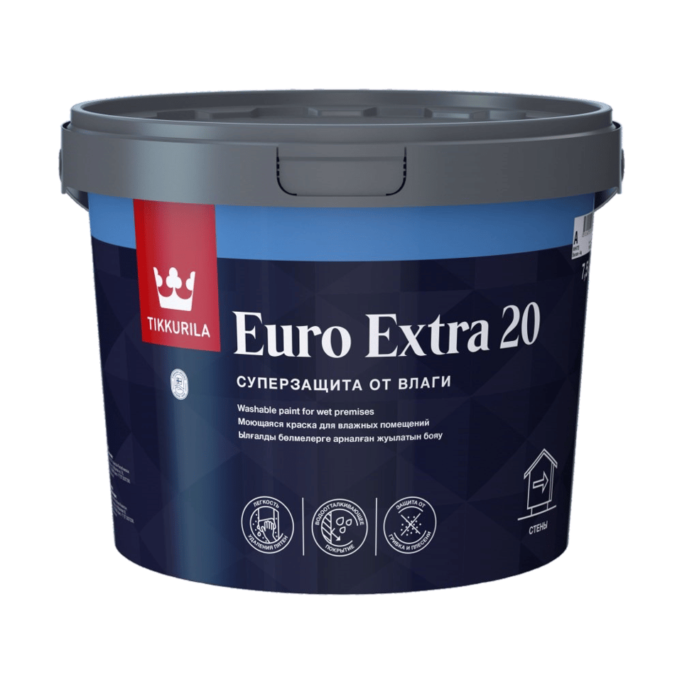 საღებავი ნესტიანი შენობებისთვის Tikkurila EURO EXTRA 20 C_New 7,5 ლ