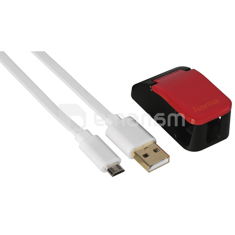 კაბელი microUSB ტელეფონის დამჭერით HAMA 136479 20 სმ