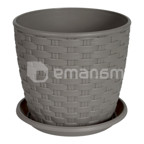 პლასტმასის ქოთანი დასადგამით Aleana როტანგი 12x11 კაკაო