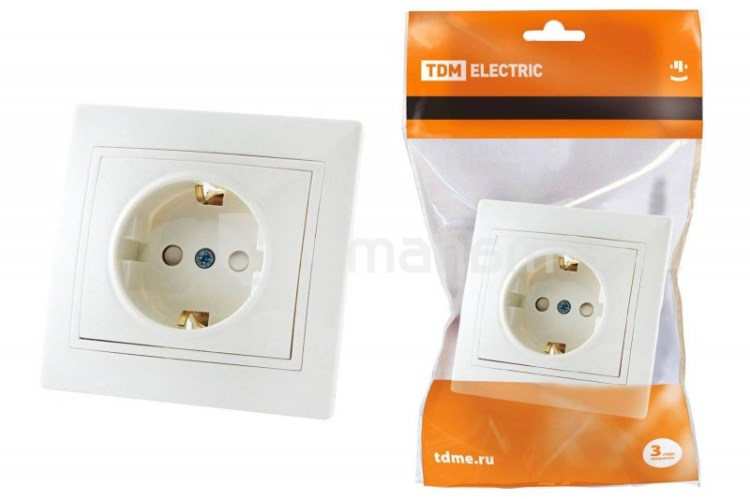 როზეტი TDM SQ1814-0016 1 დამიწებით თეთრი