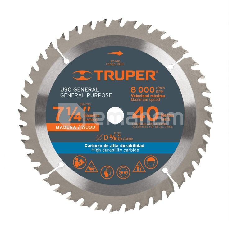 საჭრელი დისკი ხისთვის Truper ST-760 184 მმ