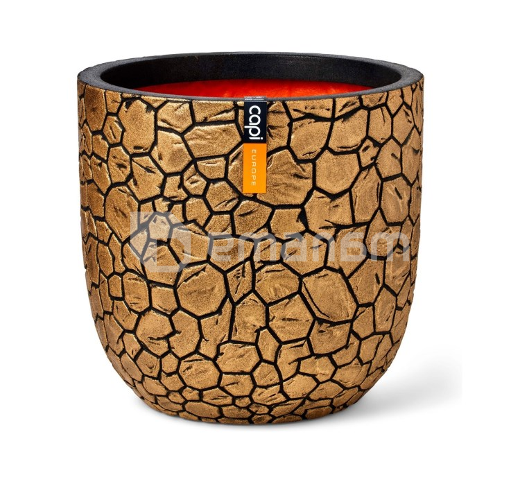 ქოთანი ყვავილის Capi Europe Planter ball Clay NL 43x41სმ შავი-ოქროსფერი