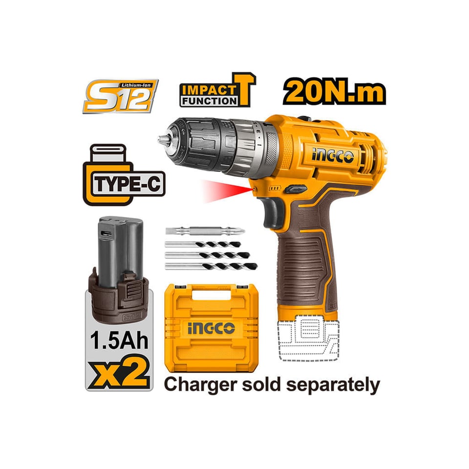 ელექტრო ხრახნდამჭერი 12V Li-Ion Proline CIDLI12202 INGCO