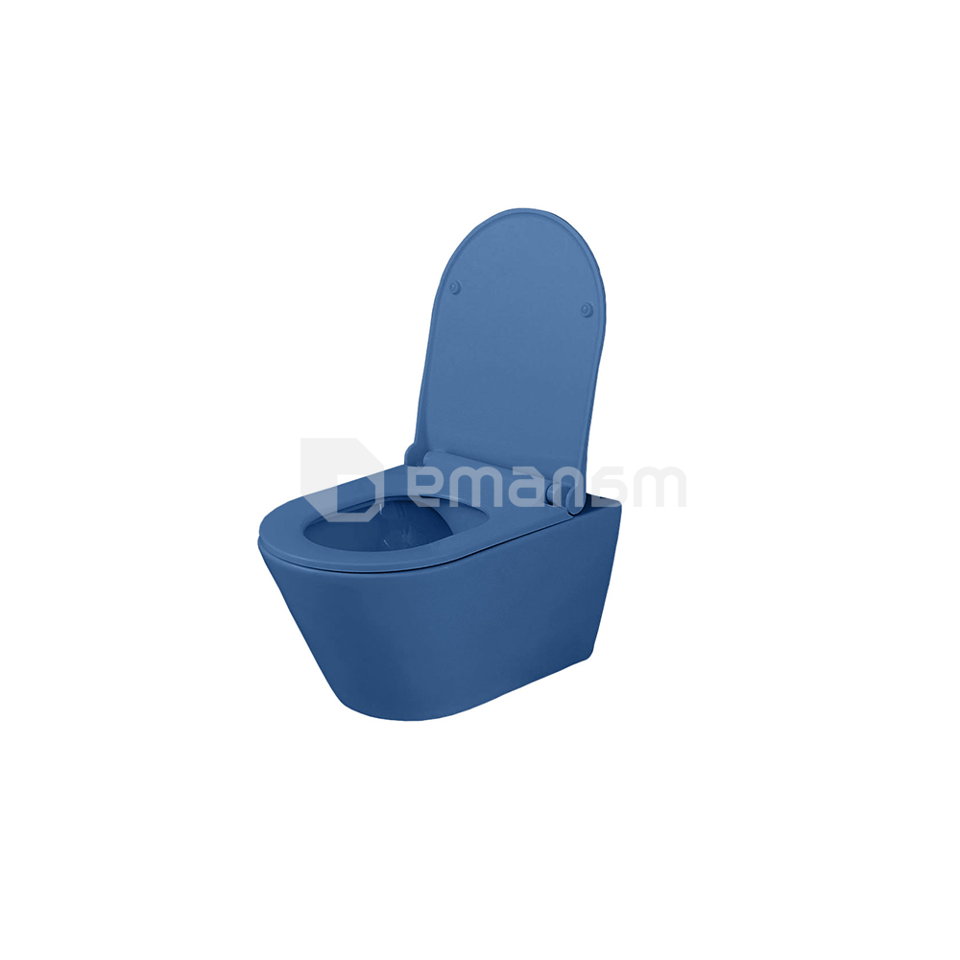 დასაკიდი უნიტაზი თავსაფარით Lucco Avva Rimless Patrol Blue Matt