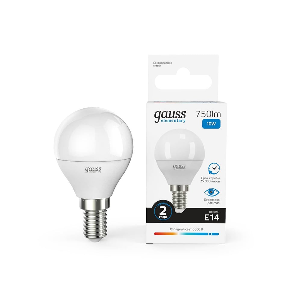 LED ნათურა Elementary Ball 10W 750lm 6500K E14 - 53130 Gauss