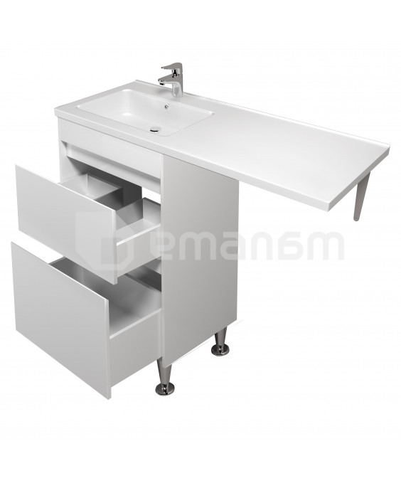 აბაზანის ტუმბო ხელსაბნით მარცხენა WING 60-W L white Rodeo-120 L სარეცხი მანქანისთვის