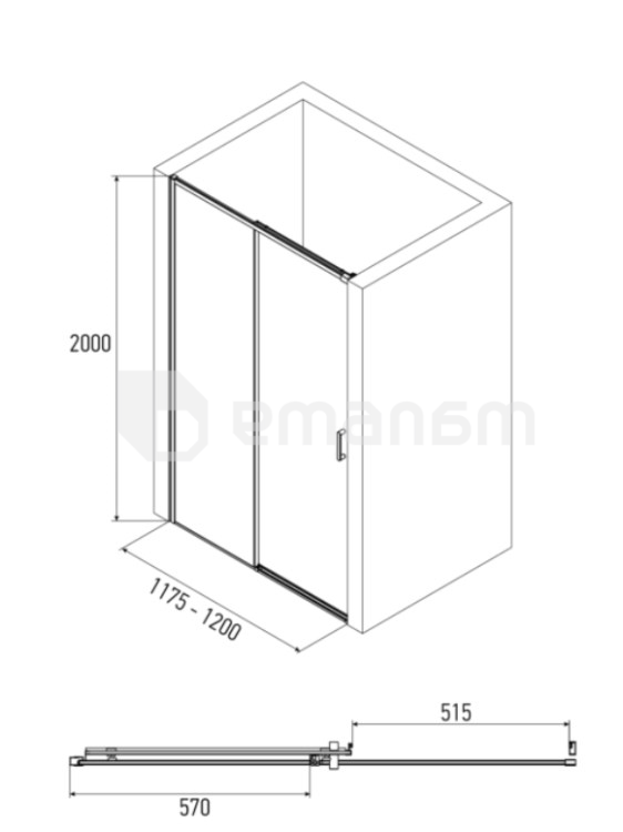 საშხაპე კარი  Alex Baitler AB61C120 120×200 cm