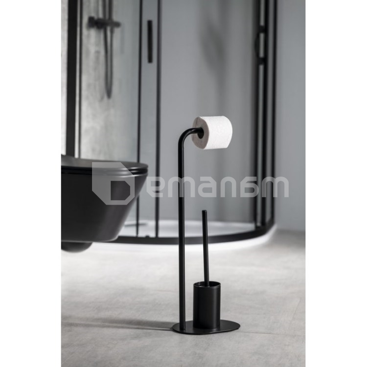 აბაზანის სვეტი ჯაგრისით და ქაღალდის საკიდით Bisk Nero Black