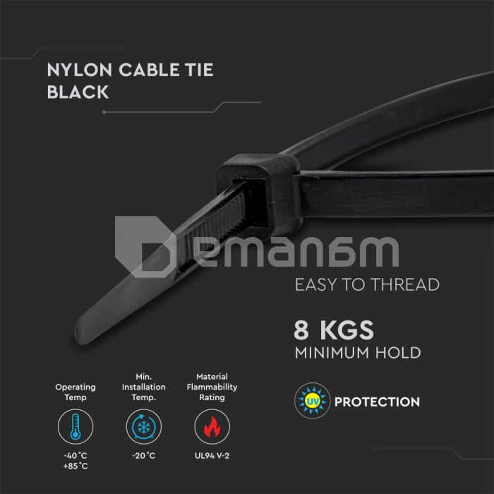 სადენის შესაკრავი V-TAC 2.5 100მმ  100 ც შავი 11160