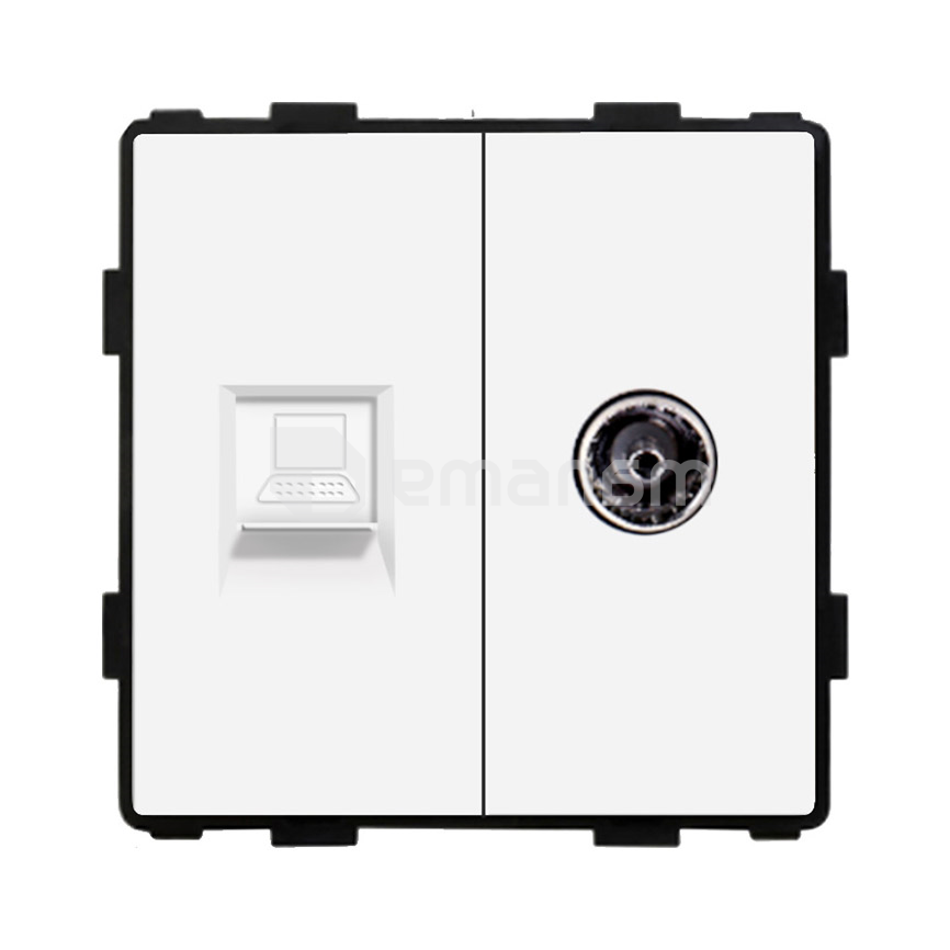 როზეტი ჩარჩოს გარეშე Socket Style 2 Internet CAT6 RJ45 TV თეთრი