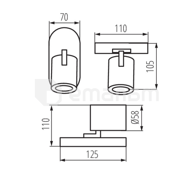 სანათი სპოტი Kanlux LAURIN EL-1O B 29121 GU10 1x MAX 35W