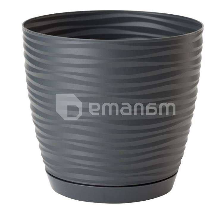 პლასტმასის ქოთანი დასადგამით FORM PLASTIC Sahara petit 3040-014 Ø19 ანტრაციტი