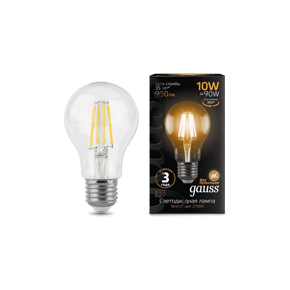 ნათურა Filament A60 E27 10W 2700К Gold - 102802010 gauss