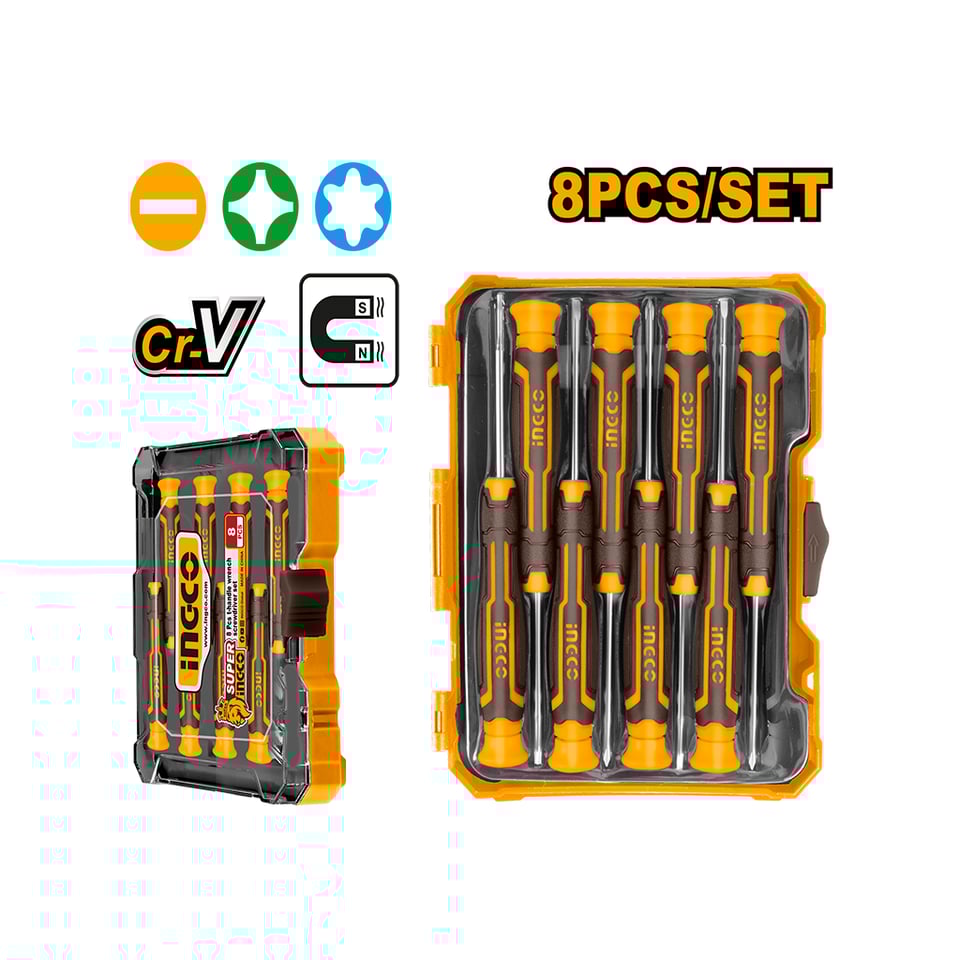 სახრახნისების ნაკრები 8 ც-იანი (HKSD0818)INGCO