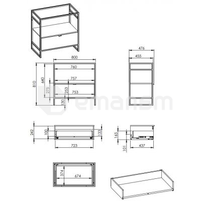 აბაზანის ავეჯის უჯრა Elita INDUS 80 1DR Lincoln Walnut ჩარჩოსათვის კაკლისფერი