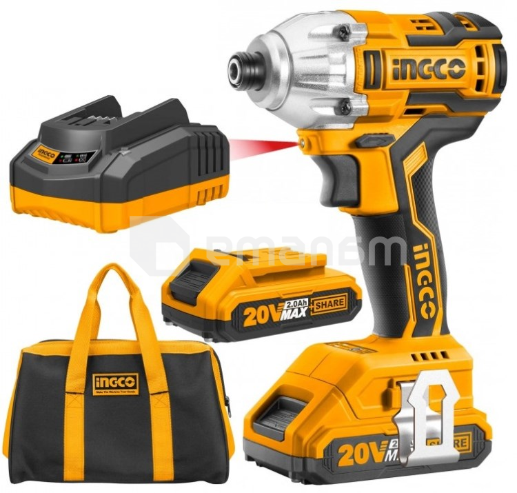 აკუმულატორის დარტყმითი ქანჩსახრახნი უნახშირო Ingco Industrial CIRLI2002 20V