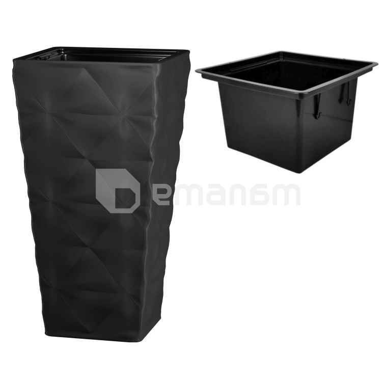 ქოთანი ყვავავილის FORM PLASTIC Diva Slim square 40 მუქი შავი  4680-084