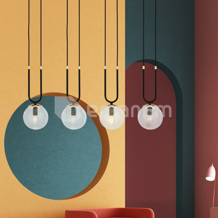 საკიდი EMIBIG GLAM 4 E14 4x MAX 40W შავი გამჭირვალე