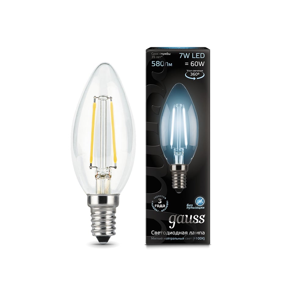 ლედ ნათურა Filament Candle E14 7W 4100К - 103801207
