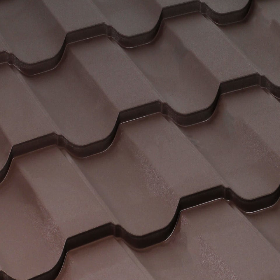 მეტალოკრამიტი ფერადი თუნუქის სახურავი მოდერნი 0.40X1200 ხაოიანი RAL 8019 NOVA