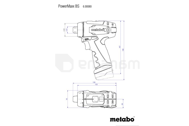 აკუმულატორის დრელი-სახრახნისი Metabo POWERMAXX BS BASIC SET 10.8V (600080880) + აქსესუარები