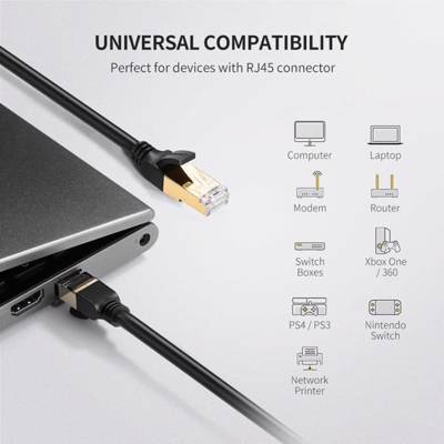 ქსელის კაბელი UGREEN NW107 (11268) Cat7 Patch Cord STP Ethernet Lan Cable 1m (Black)