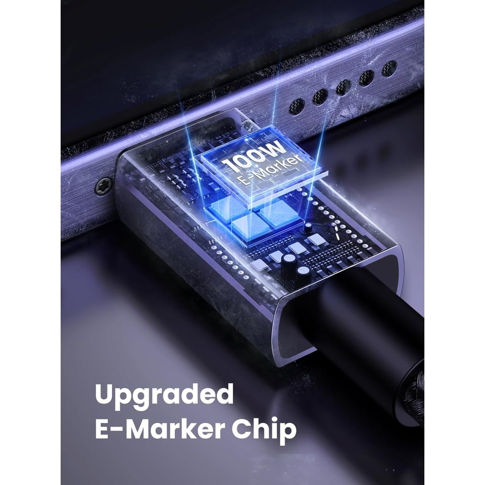 USB კაბელი UGREEN L512 (45064), 100W, Type-C to Type-C PD Fast Charging Cable, 2m, Space Gray