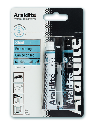 წებო ეპოქსიდის Evochem Araldite Steel 15 მლ 2 ც