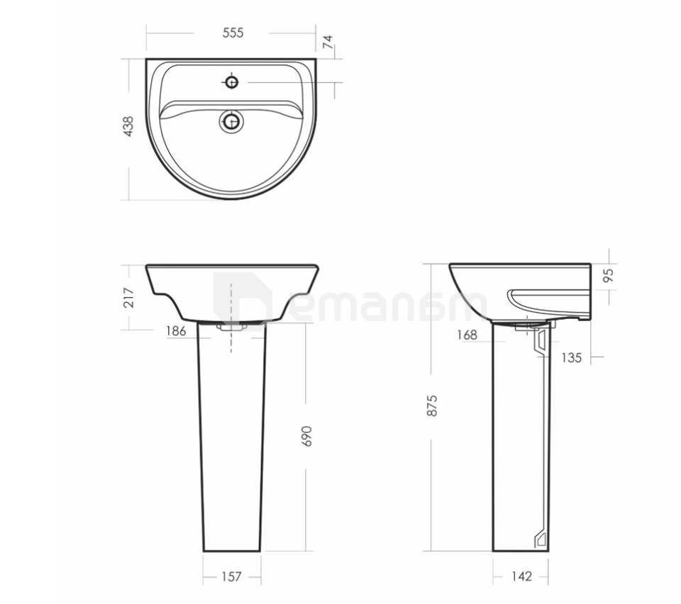 ხელსაბანი პედესტალით SANITA Etaloni 55