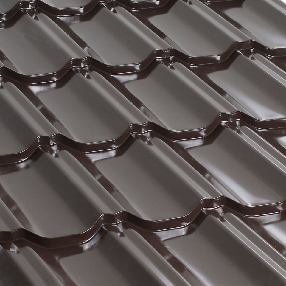 მეტალოკრამიტი ფერადი თუნუქის სახურავი 0.45X1200 პრიალა RAL 8019 NOVA