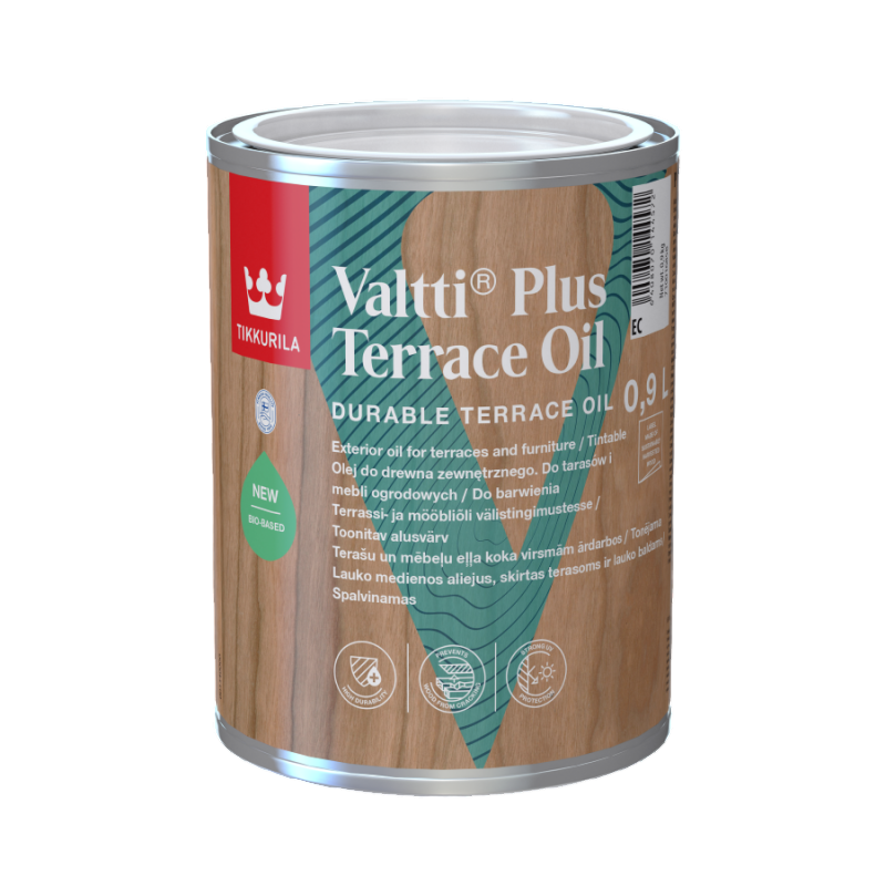 ხის დამცავი საღებავი Tikkurila Valtti Plus Terrace Oil Clear 0,9 ლ
