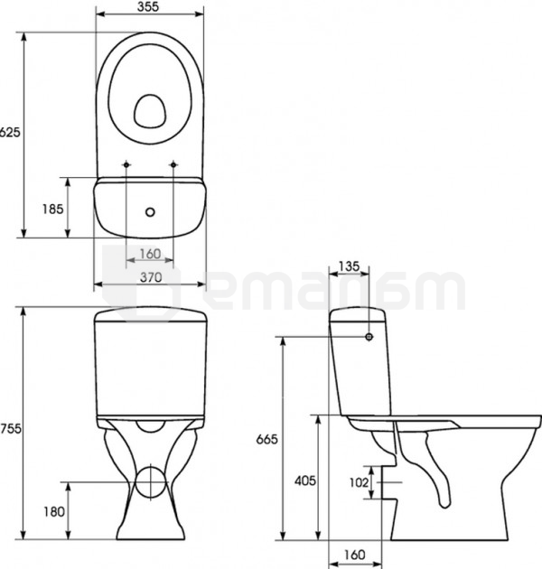 უნიტაზი კომპაქტი Cersanit MR011 3/6 პოლიპროპილენის თავსახურით თეთრი