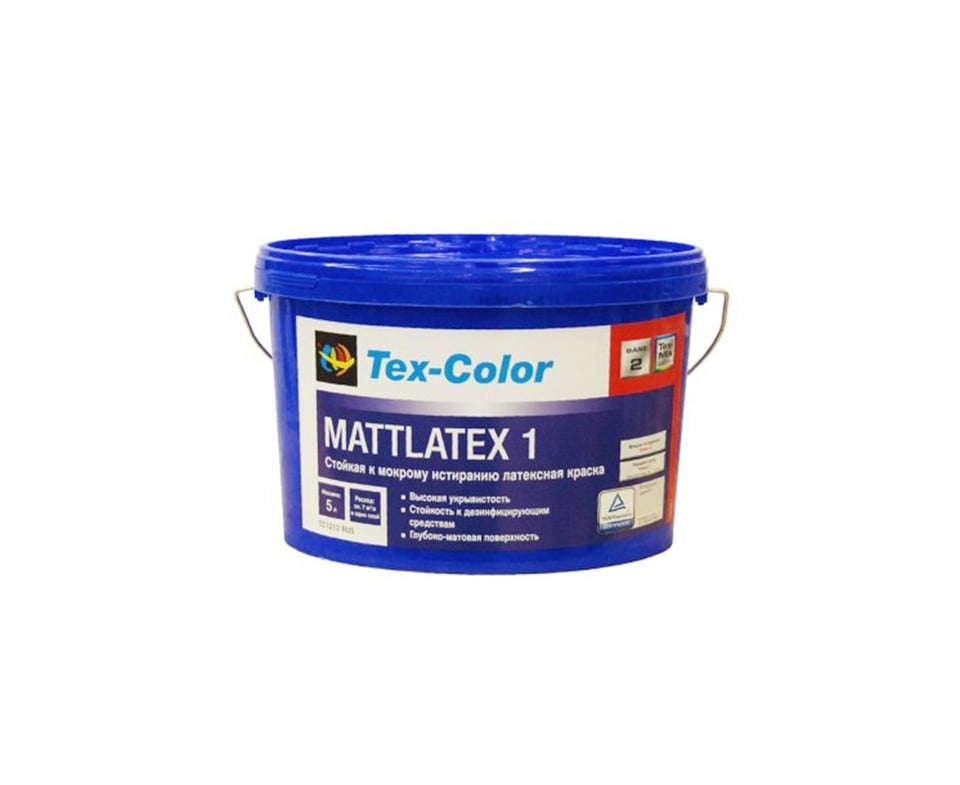 ინტერიერის საღებავი TC1212 TEX-COLOR RUS MATTLATEX 1 BASE 3 12.5ლიტ