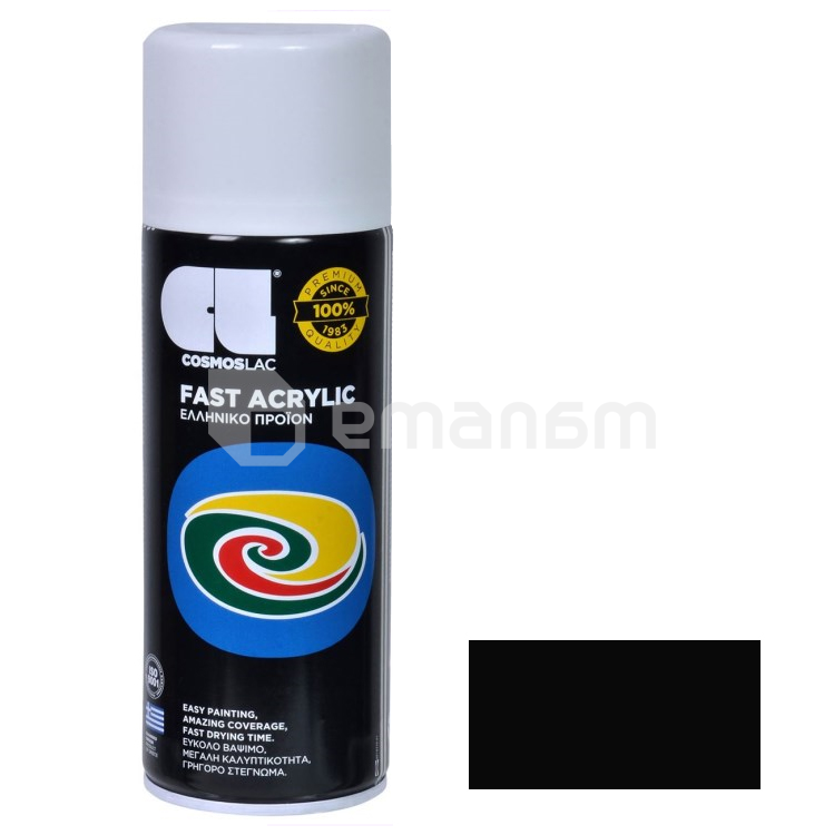 საღებავი-სპრეი Cosmos Lac SPRAY FAST ACRYLIC BLACK R9005 400ml 0140303