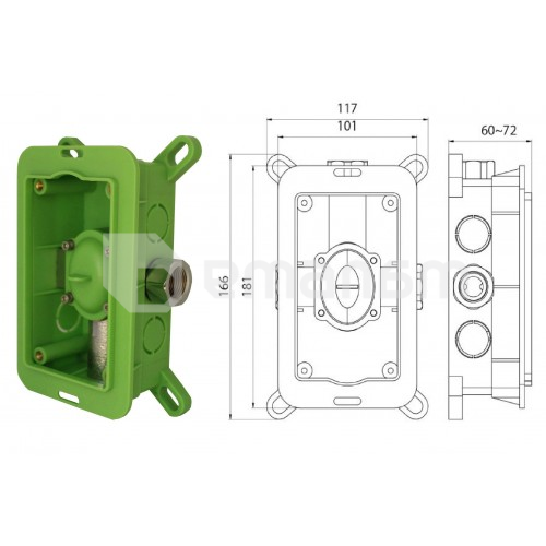 შხაპის ფარული მონტაჟის სისტემა Rubineta 625014 Kubo-1F-Uno (6в1)