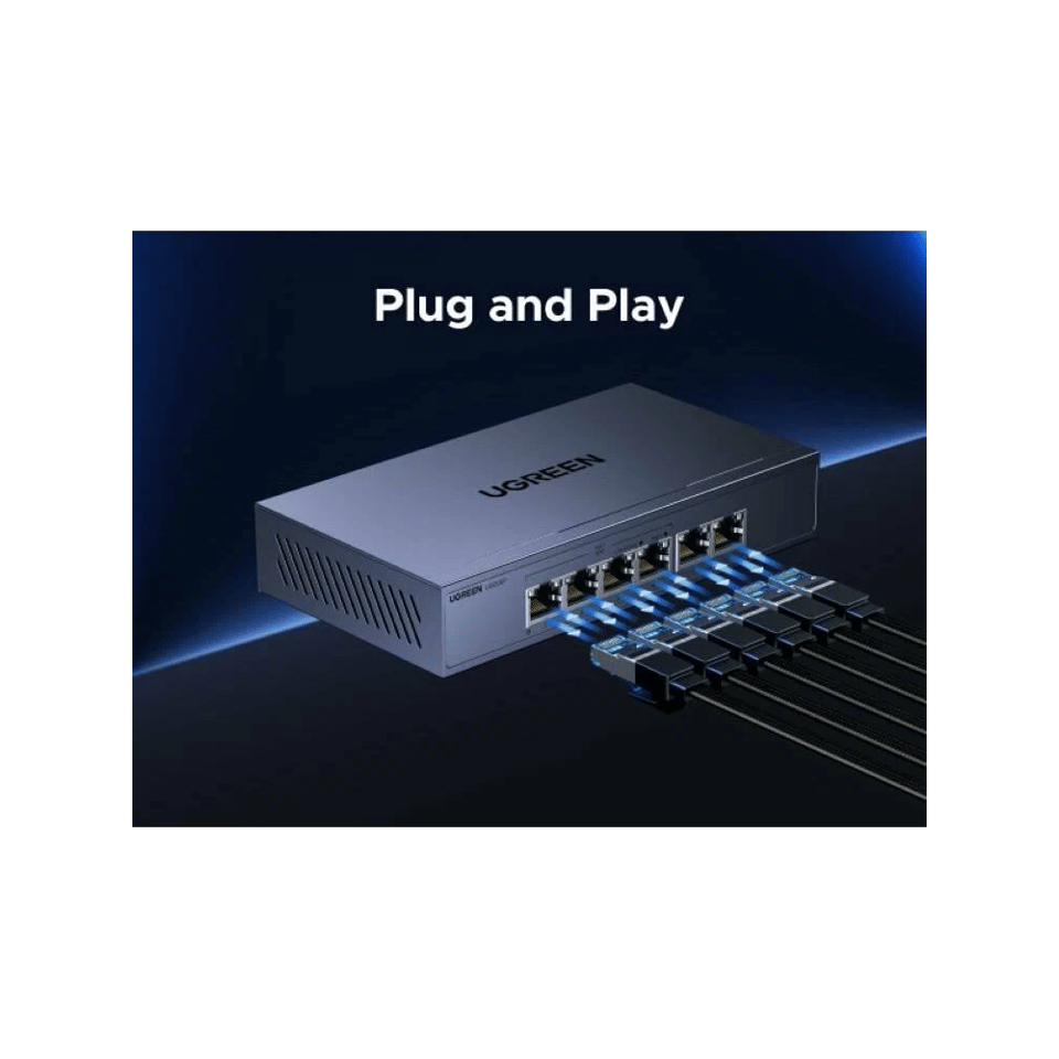 სვიჩი UGREEN CM741 (35371EU), 6-Port Gigabit, PoE+ Switch, Grey