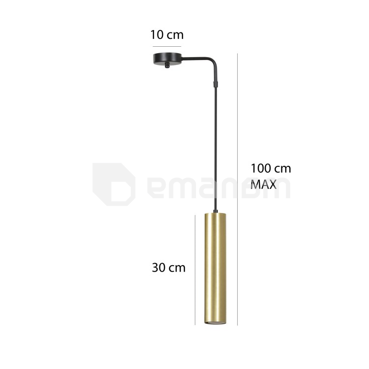 საკიდი EMIBIG Goldi 1 GU10 1x MAX 30W შავი ოქროსფერი