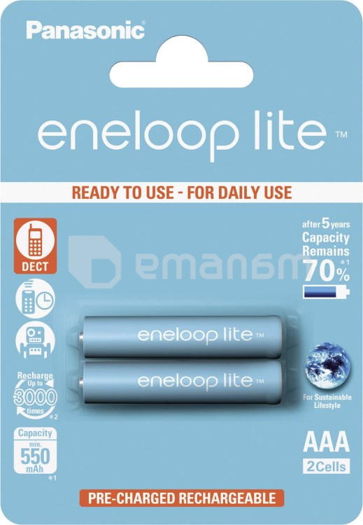 ნიკელ-ლითონის ჰიდრიდის აკუმულატორი Panasonic eneloop Lite AAA 550mAh 2ც.